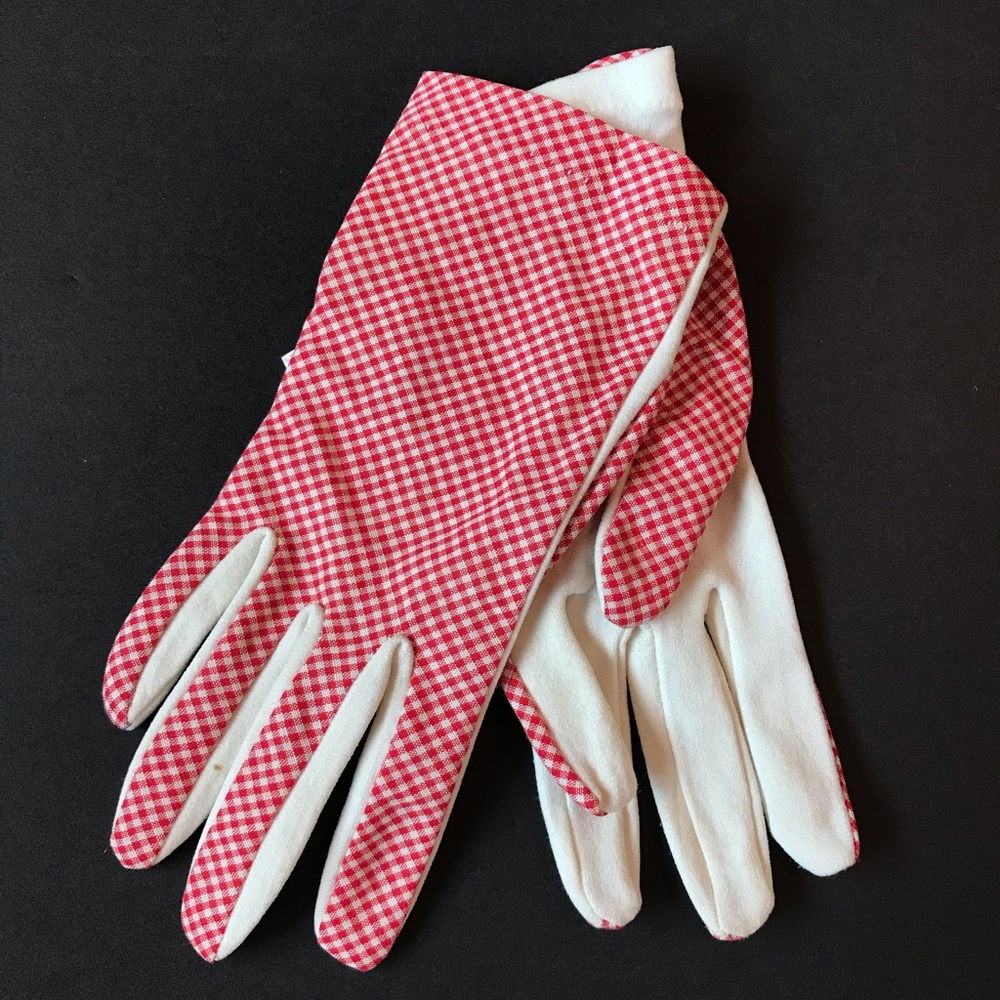 1960s Mod Red Gingham Gloves Vintage S